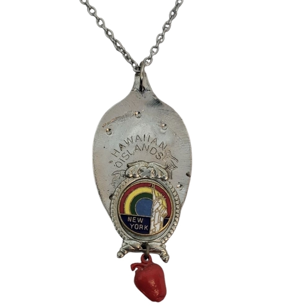 Souvenir Spoon US Collectible New York Statue of Liberty Big Apple Necklace